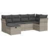 Salon de jardin 6 pcs avec coussins gris clair résine tressée 