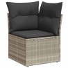 Salon de jardin 6 pcs avec coussins gris clair résine tressée 