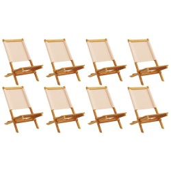 Chaises de jardin pliantes lot de 8 beige tissu et bois massif 