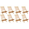 Chaises de jardin pliantes lot de 8 beige tissu et bois massif 