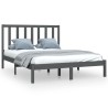 Cadre de lit sans matelas gris bois massif de pin 135x190 cm 