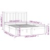 Cadre de lit sans matelas gris bois massif de pin 135x190 cm 