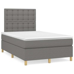 Sommier à lattes de lit avec matelas gris foncé 120x190cm tissu 