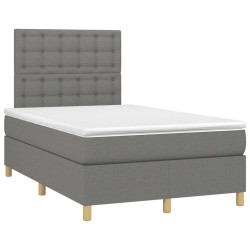 Sommier à lattes de lit avec matelas gris foncé 120x190cm tissu 