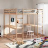 Lit superposé et bureau et échelle 180x200cm bois de pin massif 