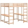 Lit superposé et bureau et échelle 180x200cm bois de pin massif 