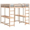 Lit superposé et bureau et échelle 180x200cm bois de pin massif 