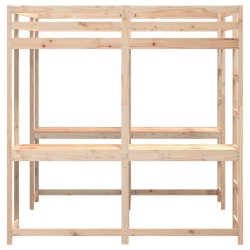 Lit superposé et bureau et échelle 180x200cm bois de pin massif 