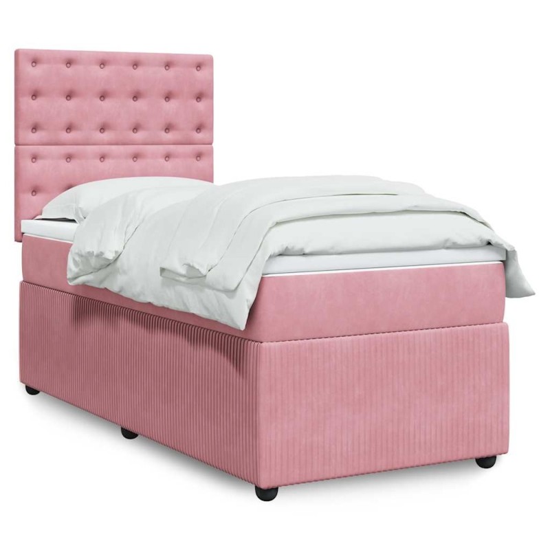 Sommier à lattes de lit avec matelas Rose 90x190 cm Velours 