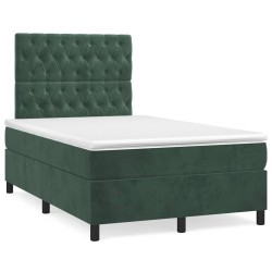 Sommier à lattes de lit avec matelas vert foncé 120x190 cm 