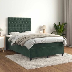 Sommier à lattes de lit avec matelas vert foncé 120x190 cm 