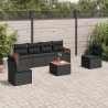 Salon de jardin 7 pcs avec coussins noir résine tressée 