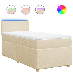 Sommier à lattes de lit avec matelas Crème 90x200 cm Tissu 