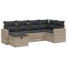 Salon de jardin 6 pcs avec coussins gris clair résine tressée 