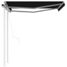 Auvent rétractable automatique et poteaux 3,5x2,5 m Anthracite 