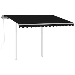 Auvent rétractable automatique et poteaux 3,5x2,5 m Anthracite 