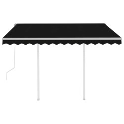 Auvent rétractable automatique et poteaux 3,5x2,5 m Anthracite 