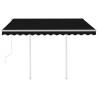 Auvent rétractable automatique et poteaux 3,5x2,5 m Anthracite 