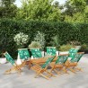 Chaises de jardin pliantes lot de 8 vert tissu et bois massif 