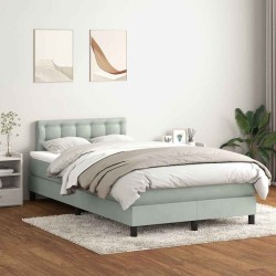 Sommier à lattes de lit et matelas gris clair 120x220cm velours 