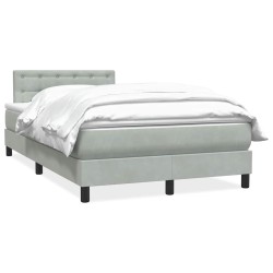Sommier à lattes de lit et matelas gris clair 120x220cm velours 