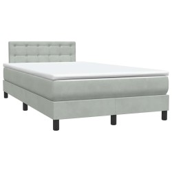 Sommier à lattes de lit et matelas gris clair 120x220cm velours 