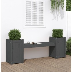Banc avec jardinières gris 180x36x63 cm bois massif de pin 