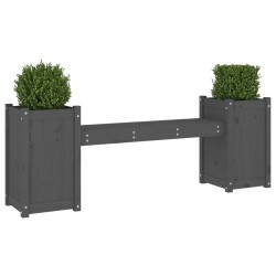 Banc avec jardinières gris 180x36x63 cm bois massif de pin 