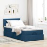 Cadre de lit ottoman avec matelas bleu 80x200 cm tissu 