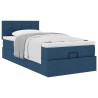 Cadre de lit ottoman avec matelas bleu 80x200 cm tissu 