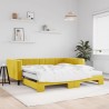 Lit de jour avec gigogne et matelas jaune 100x200 cm velours 
