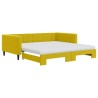 Lit de jour avec gigogne et matelas jaune 100x200 cm velours 
