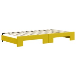 Lit de jour avec gigogne et matelas jaune 100x200 cm velours 
