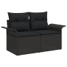 Ensemble de 5 Canapés de Jardin avec Coussins Noir Poly Rotin, Canapé de Jardin 2 Places avec Rangement et Coussins Noir Poly Ro