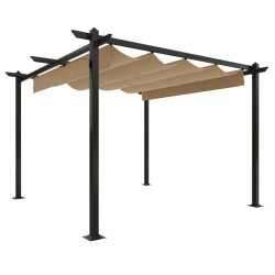 Tonnelle de jardin avec toit rétractable 3x3 m Taupe 