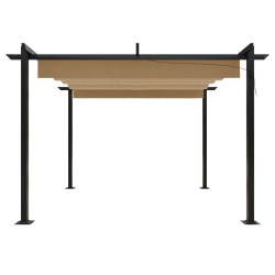 Tonnelle de jardin avec toit rétractable 3x3 m Taupe 