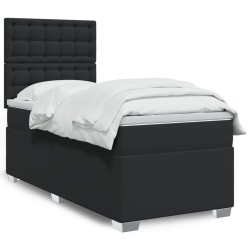 Sommier à lattes de lit avec matelas Noir 90x200 cm Similicuir 