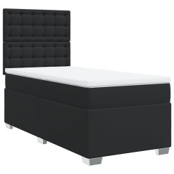 Sommier à lattes de lit avec matelas Noir 90x200 cm Similicuir 