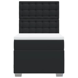 Sommier à lattes de lit avec matelas Noir 90x200 cm Similicuir 