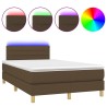 Sommier à lattes de lit matelas et LED Marron foncé 120x200 cm 