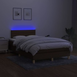 Sommier à lattes de lit matelas et LED Marron foncé 120x200 cm 