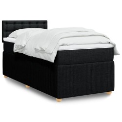 Sommier à lattes de lit avec matelas Noir 100x200 cm Tissu 