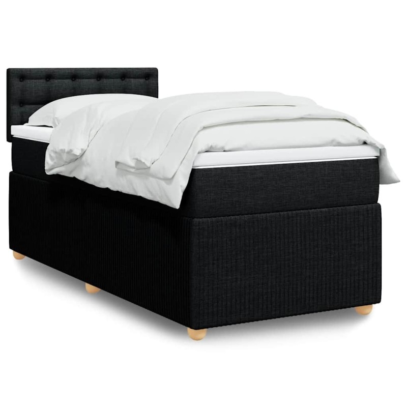 Sommier à lattes de lit avec matelas Noir 100x200 cm Tissu 