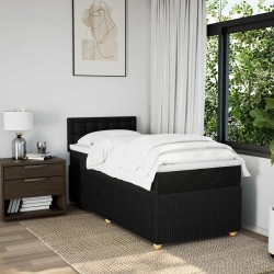 Sommier à lattes de lit avec matelas Noir 100x200 cm Tissu 