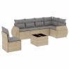 Salon de jardin avec coussins 7 pcs beige résine tressée 