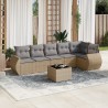 Salon de jardin avec coussins 7 pcs beige résine tressée 