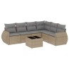 Salon de jardin avec coussins 7 pcs beige résine tressée 
