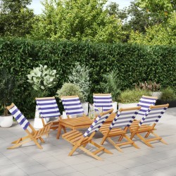 Chaises de jardin pliantes lot de 8 tissu et bois massif 