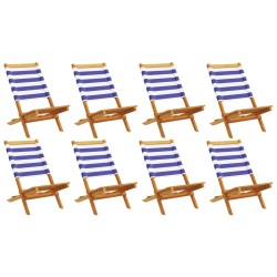 Chaises de jardin pliantes lot de 8 tissu et bois massif 