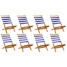 Chaises de jardin pliantes lot de 8 tissu et bois massif 